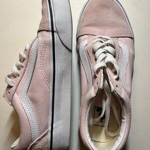 Vans Women's Soft Pink and White Sneakers